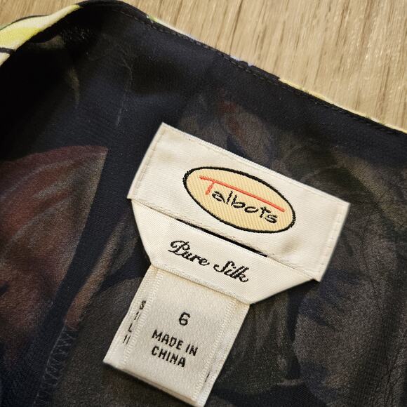 Vtg Talbots Pure Silk Midi Skirt Womens 6 Black Multicolor Ruffle Fairycore Boho - Picture 6 of 9